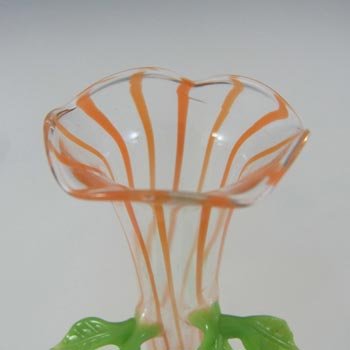 Bimini or Lauscha Orange & Brown Lampworked Glass Deer Vase