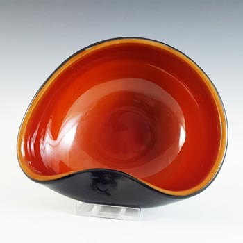Murano / Venetian Red & Black Cased Glass Biomorphic Bowl
