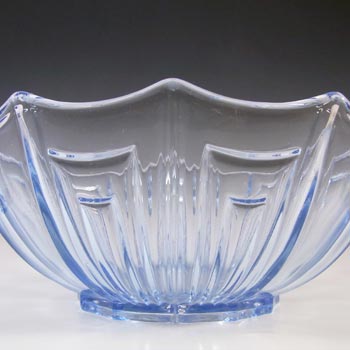 Czech? Vintage Art Deco 1930's Large Blue Glass Bowl