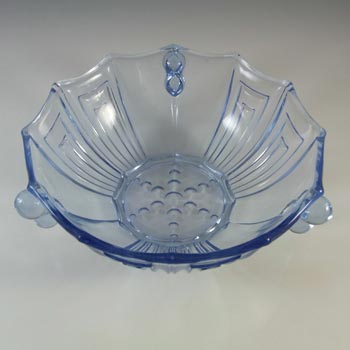 Czech? Vintage Art Deco 1930's Large Blue Glass Bowl
