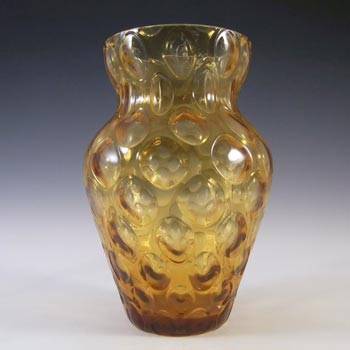 Borske Sklo Vintage Amber Glass Optical \'Olives\' Vase