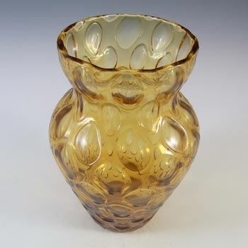 Borske Sklo Vintage Amber Glass Optical 'Olives' Vase