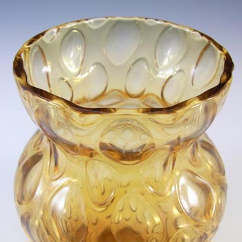 Borske Sklo Vintage Amber Glass Optical 'Olives' Vase