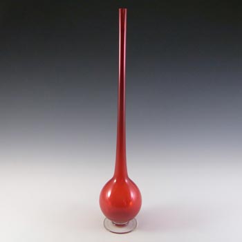 Carlo Moretti Tall Murano 'Glossy' Red Glass 16" Stem Vase