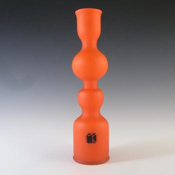 Carlo Moretti Murano 'Satinato' Orange Glass Hooped Vase