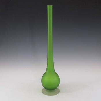 Carlo Moretti Satinato Green Murano Glass 13.75\" Stem Vase