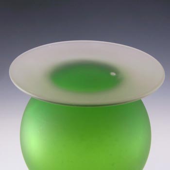Carlo Moretti Satinato Green Murano Glass 13.75" Stem Vase