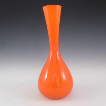 Empoli 1970\'s Italian Orange Retro Cased Glass Vase