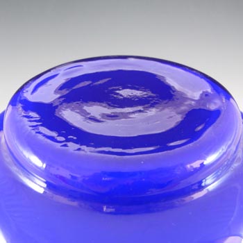 Ryd Glasbruk Swedish / Scandinavian Blue Glass Hooped 10" Vase