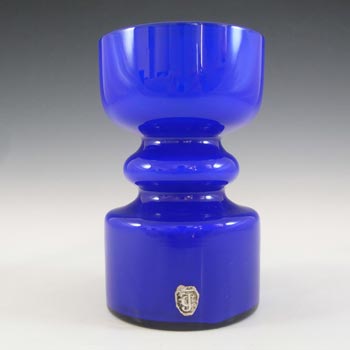 Lindshammar / JC Vintage Swedish Blue Hooped Glass Vase