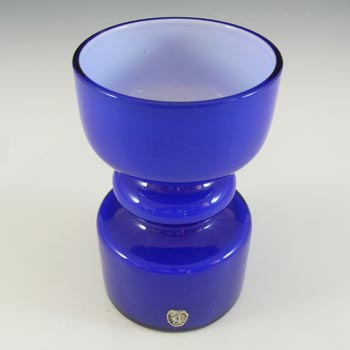 Lindshammar / JC Vintage Swedish Blue Hooped Glass Vase