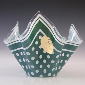 Chance Brothers Green Glass \'Polka-dot\' Vintage Handkerchief Vase