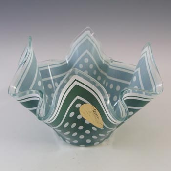 Chance Brothers Green Glass 'Polka-dot' Vintage Handkerchief Vase