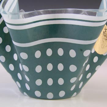 Chance Brothers Green Glass 'Polka-dot' Vintage Handkerchief Vase