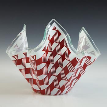 Chance Brothers Red Glass \'Carré / Escher\' Handkerchief Vase