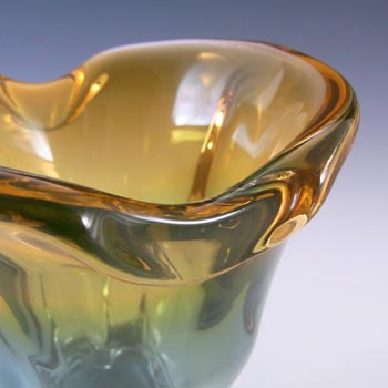 Chřibská #290/4/18 Czech Blue & Orange Glass Vase