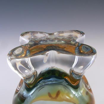 Chřibská #290/4/18 Czech Blue & Orange Glass Vase