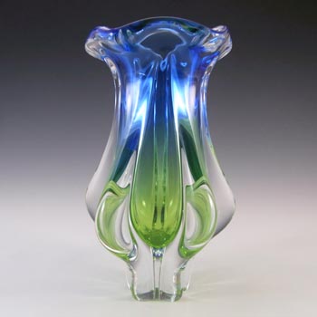 Chřibská #119/3/23 Blue & Green Glass Vase