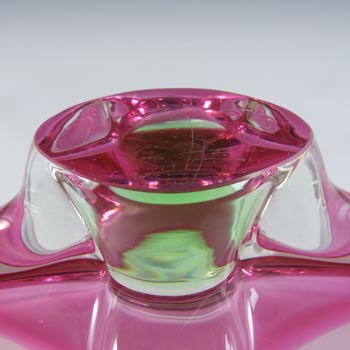 Chřibská #316 Czech Vintage Pink, White & Green Glass Ashtray Bowl
