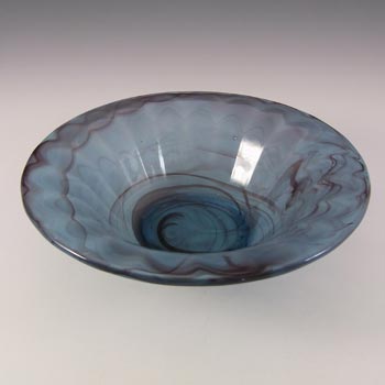 Davidson #732F Art Deco 1930's Blue Cloud Glass Bowl