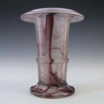 Davidson #279D 7\" Art Deco Purple Cloud Glass Vase