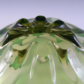 Cristallo Venezia Murano Green & Amber Sommerso Glass Vintage Bowl