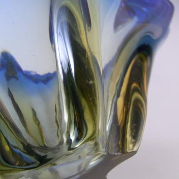 Cristallo Venezia Murano Blue & Amber Sommerso Glass Vintage Bowl