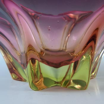 Cristallo Venezia CCC Murano Pink & Amber Sommerso Glass Bowl