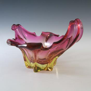 Cristallo Venezia CCC Murano Pink & Amber Sommerso Glass Bowl