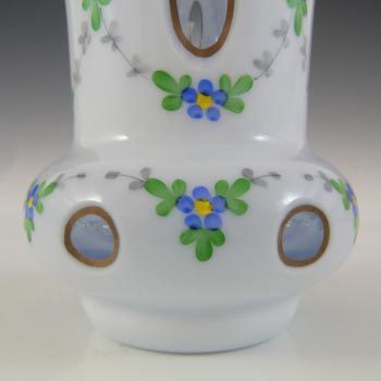 Crystalex Czech Enamelled Lilac & White Overlay / Cut Glass Vase