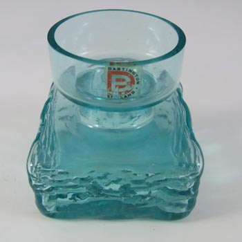 Dartington #FT98 Frank Thrower Kingfisher Blue Glass Bark Vase