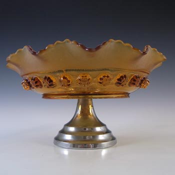 Davidson #269 Art Deco Amber Glass \'Blackberry Prunt\' Bowl
