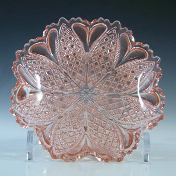 Davidson Victorian Pink Pressed Glass 'William & Mary' Bowl