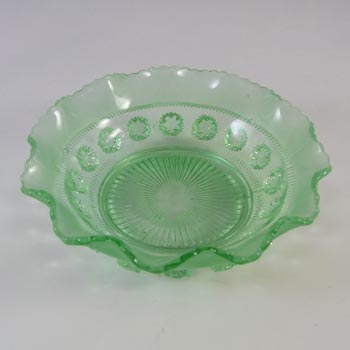 Davidson #269 Art Deco Green Glass 'Blackberry Prunt' Bowl