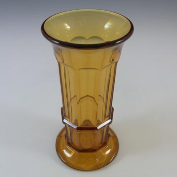 Davidson Vintage Art Deco Amber Glass Vase #279