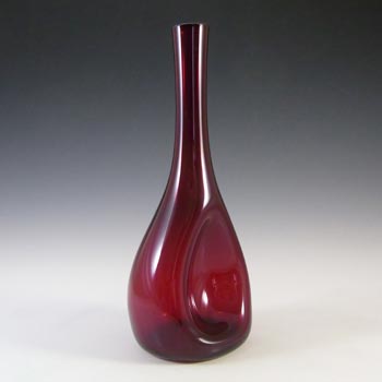 Elme Scandinavian Vintage Red Glass Vase by Gunnar Ander