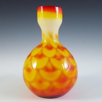 Elme Retro Scandinavian Orange Cased Glass Peacock Vase
