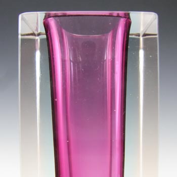 Murano Faceted Purple & Blue Sommerso Glass Vintage Block Vase