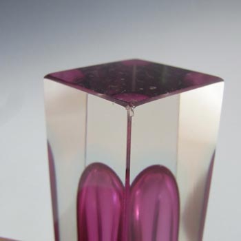 Murano Faceted Purple & Blue Sommerso Glass Vintage Block Vase