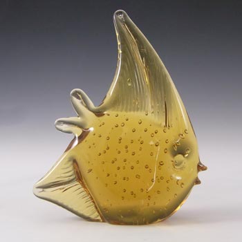Vintage Amber Glass Bubble Fish Figurine / Sculpture