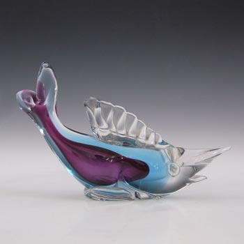 (image for) Murano Vintage Purple & Blue Sommerso Glass Fish Sculpture