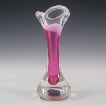 SIGNED Flygsfors Coquille Pink Glass Vase by Paul Kedelv