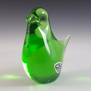 LABELLED FM Konstglas / Ronneby Swedish Green Glass Bird