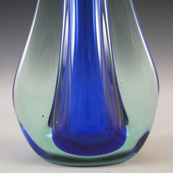 Galliano Ferro Murano Blue Sommerso Glass Vintage Stem Vase