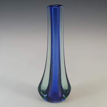 Galliano Ferro Murano Blue Sommerso Glass Vintage Stem Vase