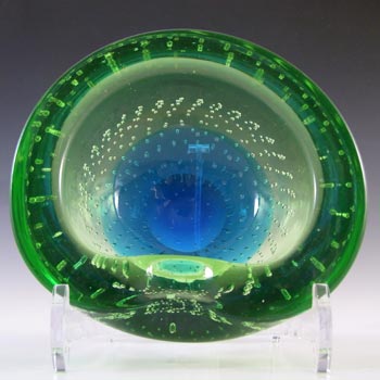 Galliano Ferro Murano Uranium Green Glass Bullicante Bowl.