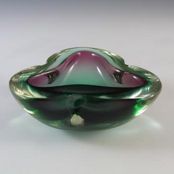 Murano Purple & Green Sommerso Cased Glass Geode Bowl
