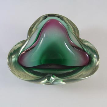 Murano Purple & Green Sommerso Cased Glass Geode Bowl
