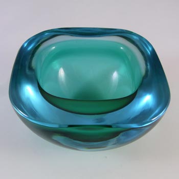 Murano/Sommerso Green & Blue Cased Glass Geode Bowl