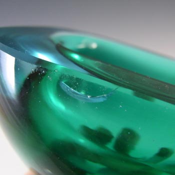 Murano/Sommerso Green & Blue Cased Glass Geode Bowl